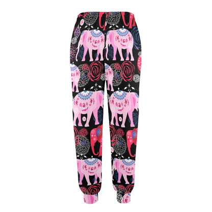 Pink Elephant Pattern Women's Casual Track Pants