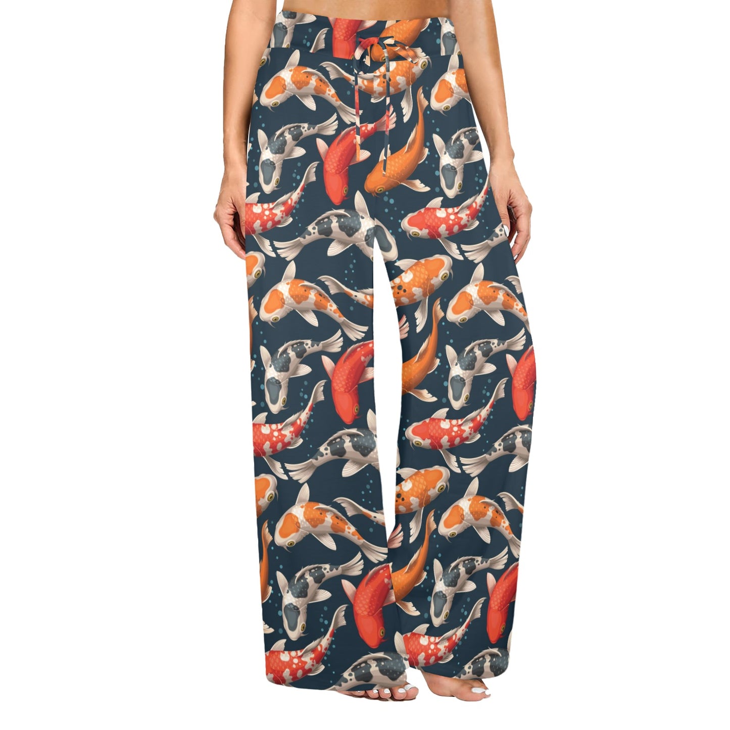 Koi Carp Cute Design Themed Print Women's Wide Leg Lounge Pants
