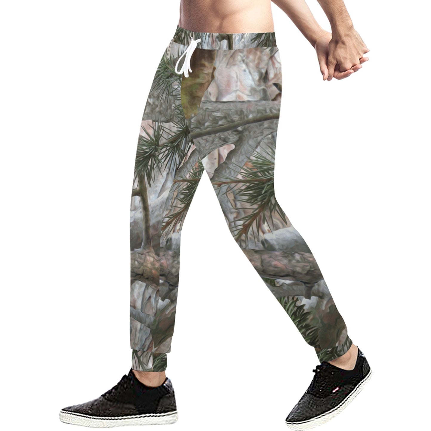 Camo Realistic Tree Forest Pattern Men's Sweatpants
