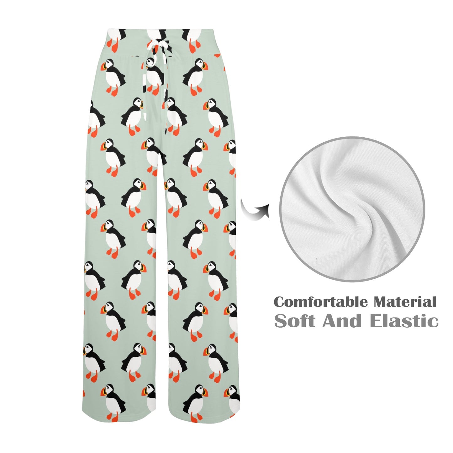 Puffin Pattern Print Design A03 Women's Wide Leg Lounge Pants