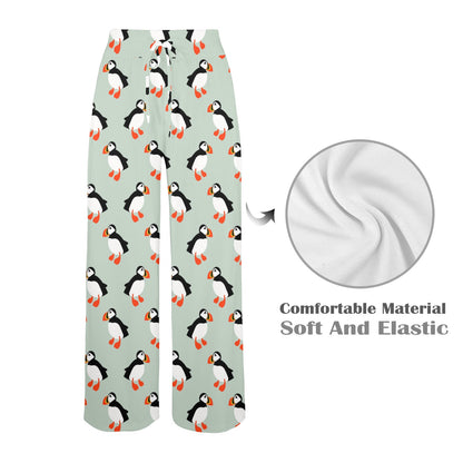 Puffin Pattern Print Design A03 Women's Wide Leg Lounge Pants