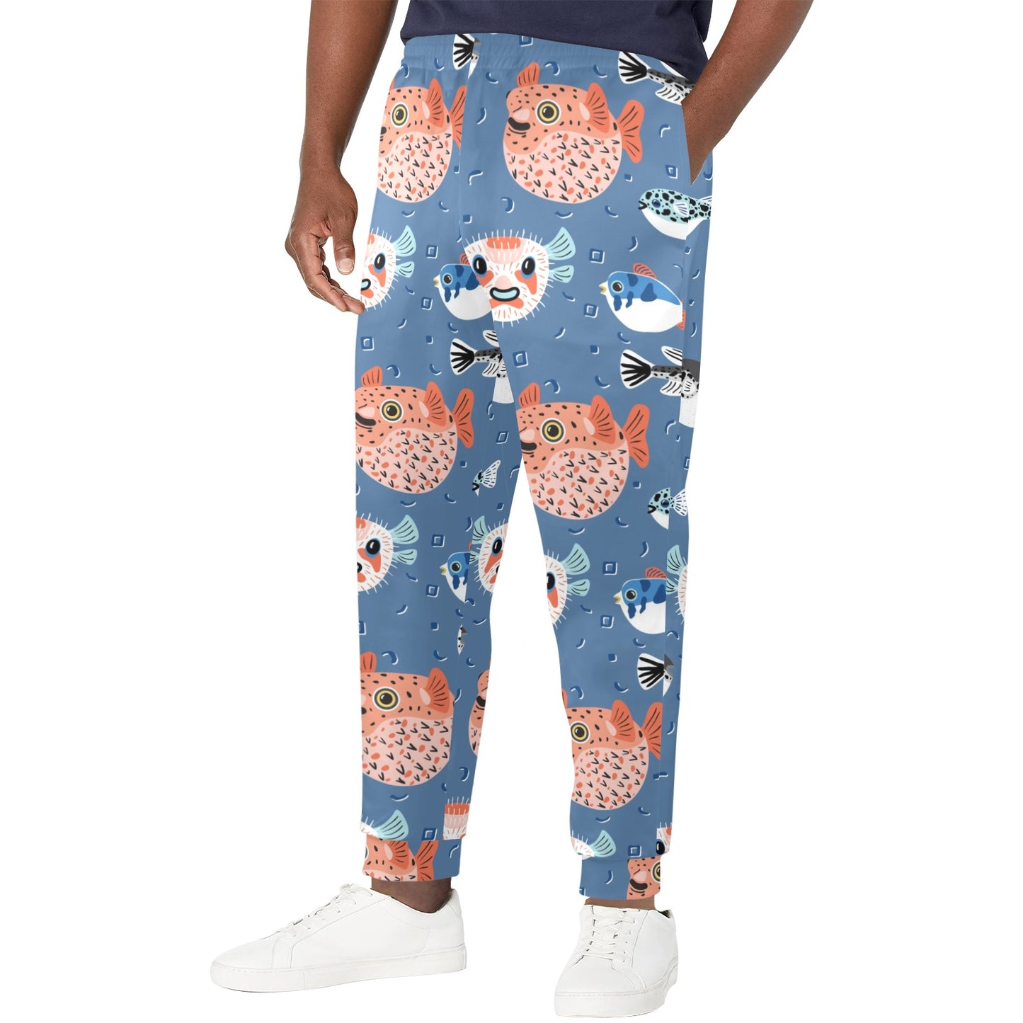 Fugu Pattern Print Design 02 Men's Casual Track Pants