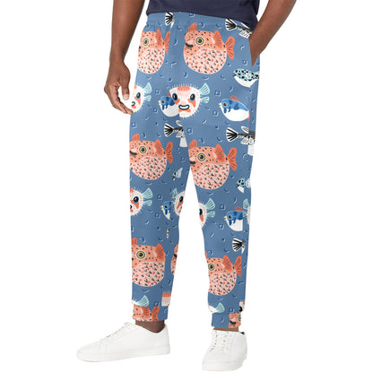 Fugu Pattern Print Design 02 Men's Casual Track Pants