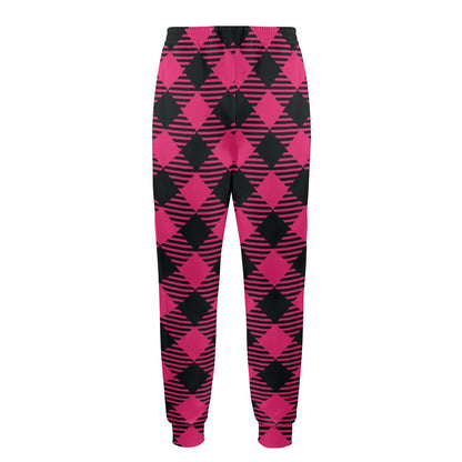 Buffalo check Pink Pattern Print Design 01 Men's Casual Track Pants