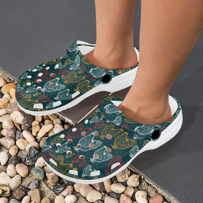 Rooster Hand Draw Design Unisex Clogs Shoes