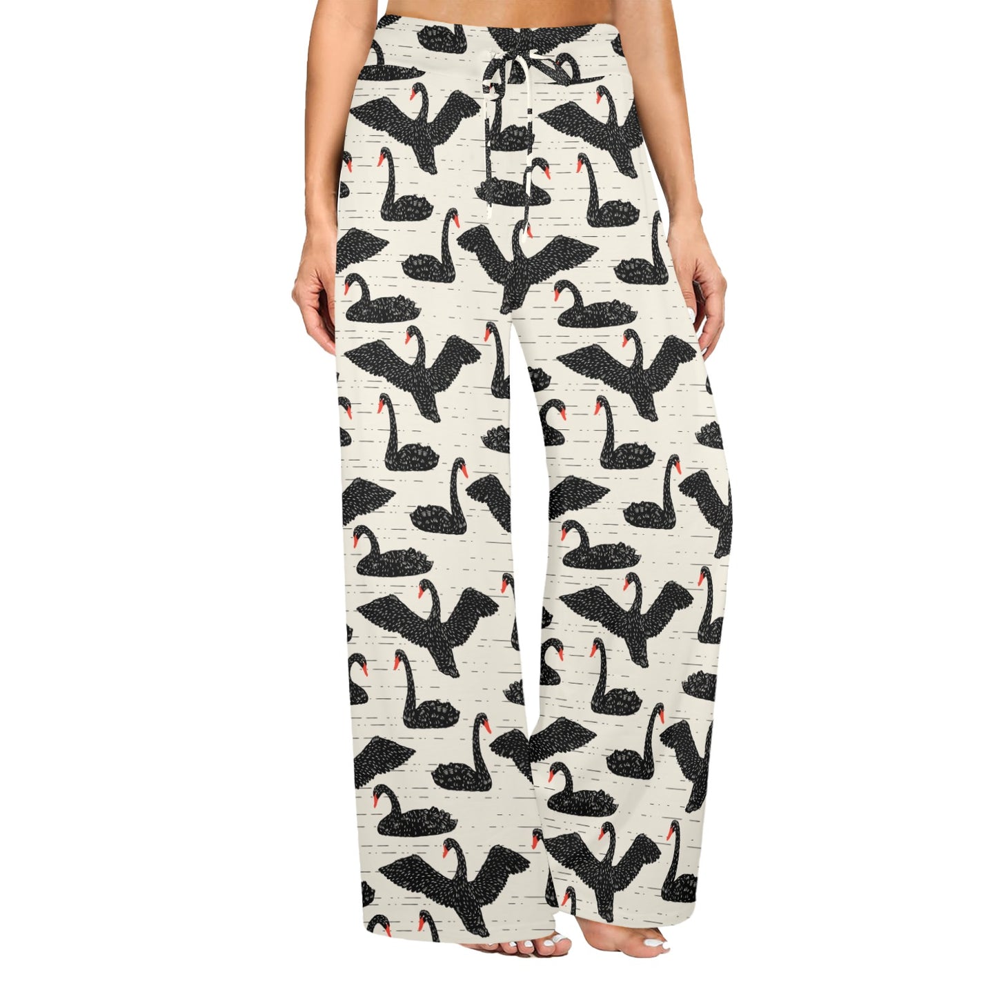 Swan Print Design LKS402 Women's Wide Leg Lounge Pants