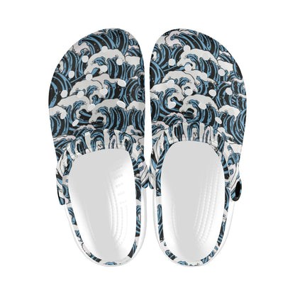 Surf Wave Pattern Print Unisex Clogs Shoes