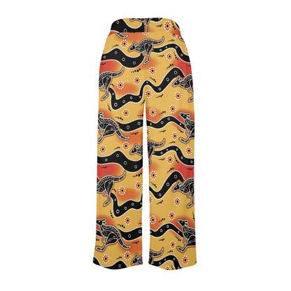 Kangaroos Aboriginal Pattern Print Design 06 Women's Wide Leg Lounge Pants