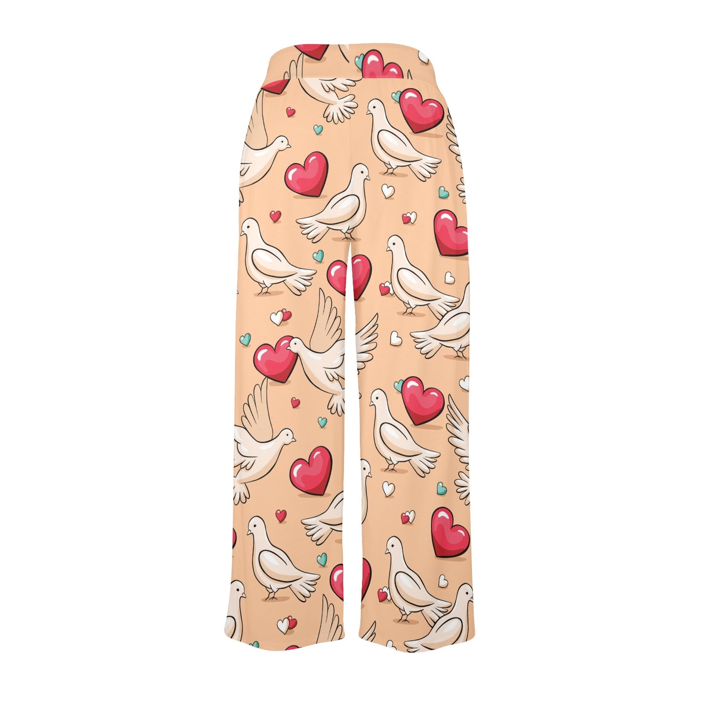 Pigeon Heart Pattern Print Design 04 Women's Wide Leg Lounge Pants