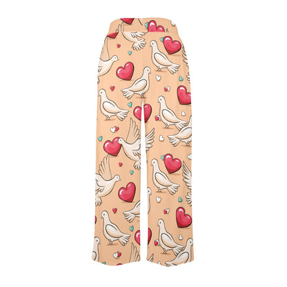 Pigeon Heart Pattern Print Design 04 Women's Wide Leg Lounge Pants