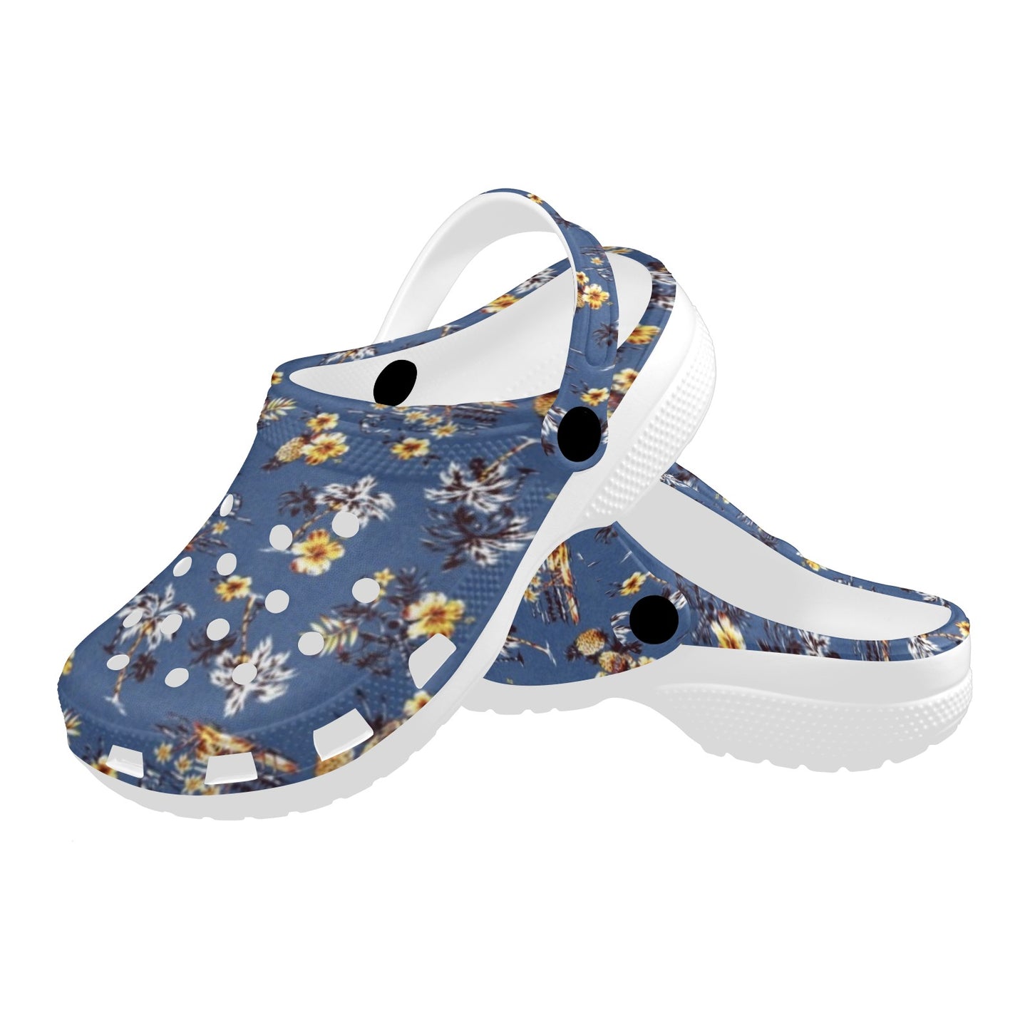 Hawaiian Flower Blue Print Unisex Clogs Shoes