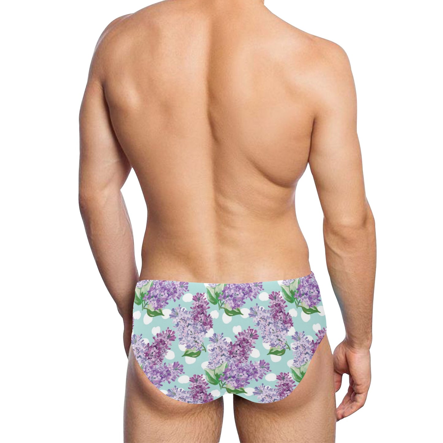Lilac Pattern Print Design 02 Men's Swimming Briefs