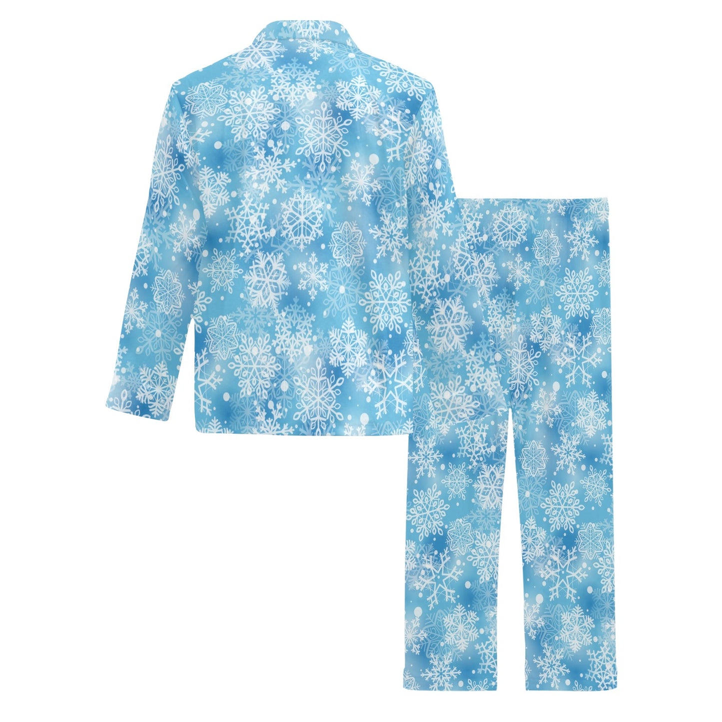 Snowflake Blue Print Design LKS301 Men's Long Pajama Set