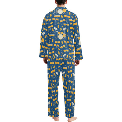 Drum Set Pattern Print Design 03 Men's Long Pajama Set