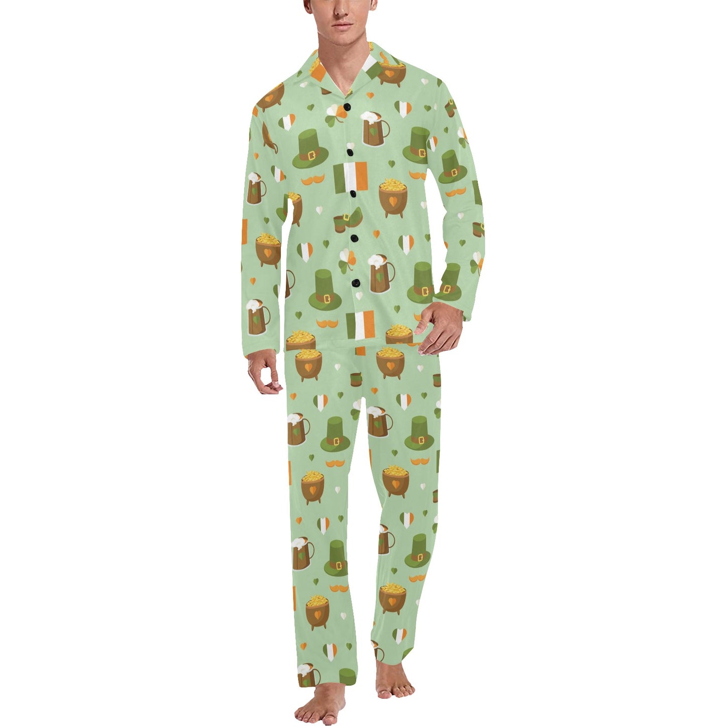St Patricks Day Print Design LKS302 Men's Long Pajama Set