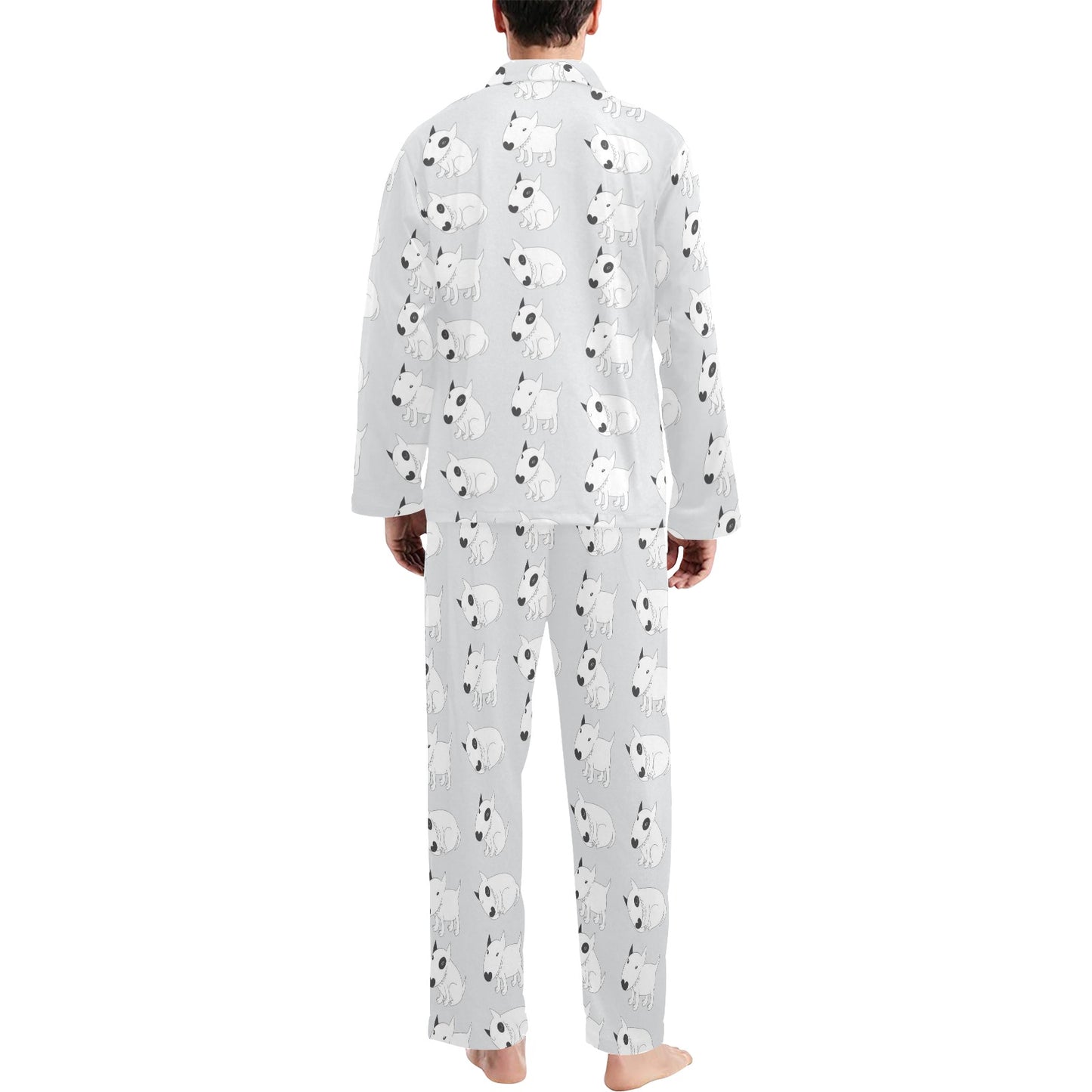Bull Terrier hand draw Print Pattern Men's Long Pajama Set