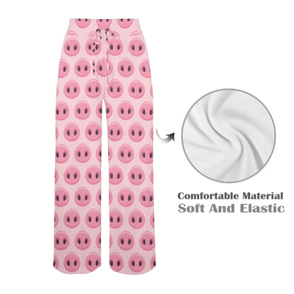 Pig Print Design LKS401 Women's Wide Leg Lounge Pants