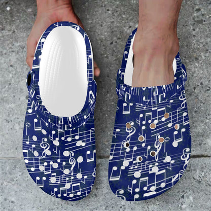 Music Note Blue Themed Print Unisex Clogs Shoes