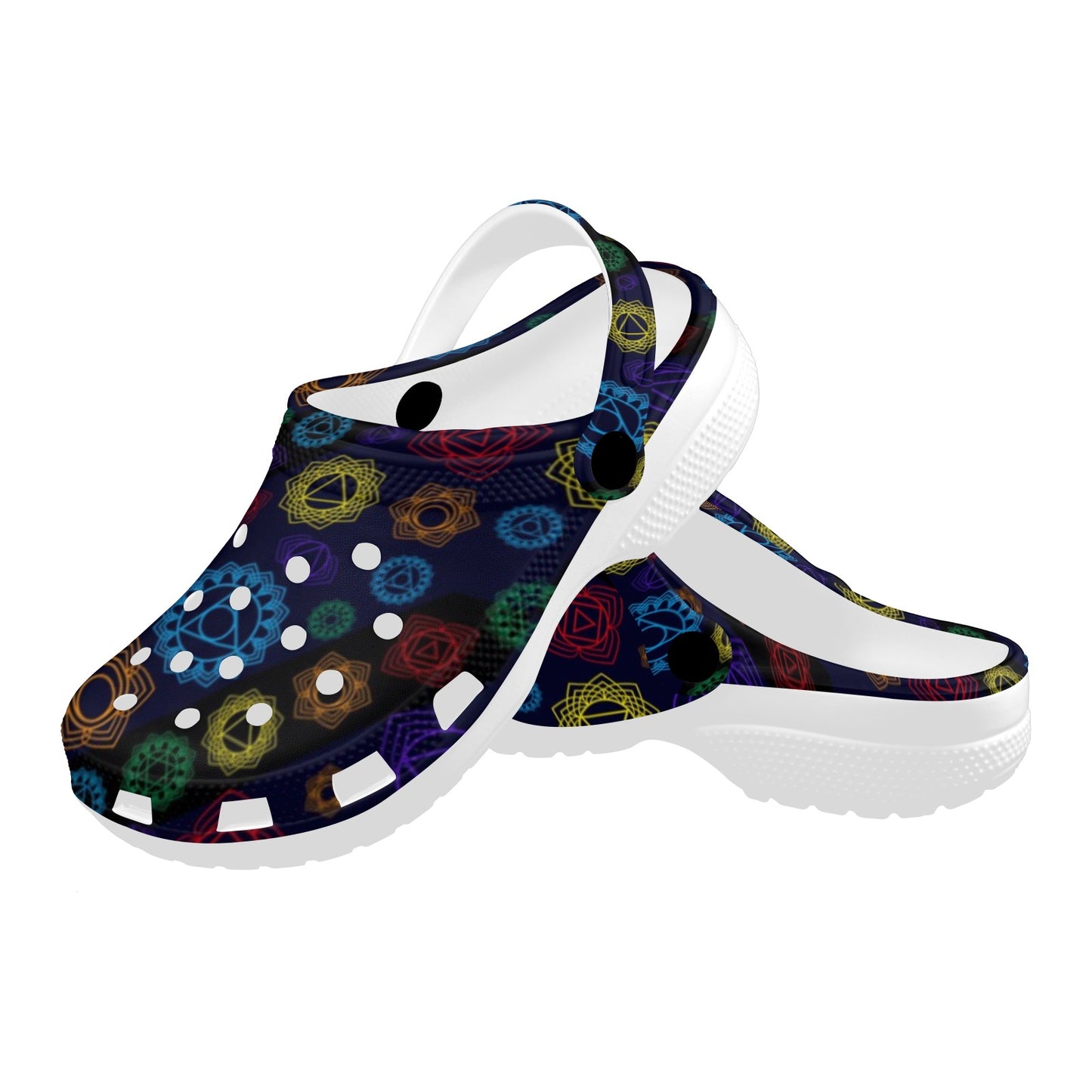 Chakra Colorful Print Pattern Unisex Clogs Shoes