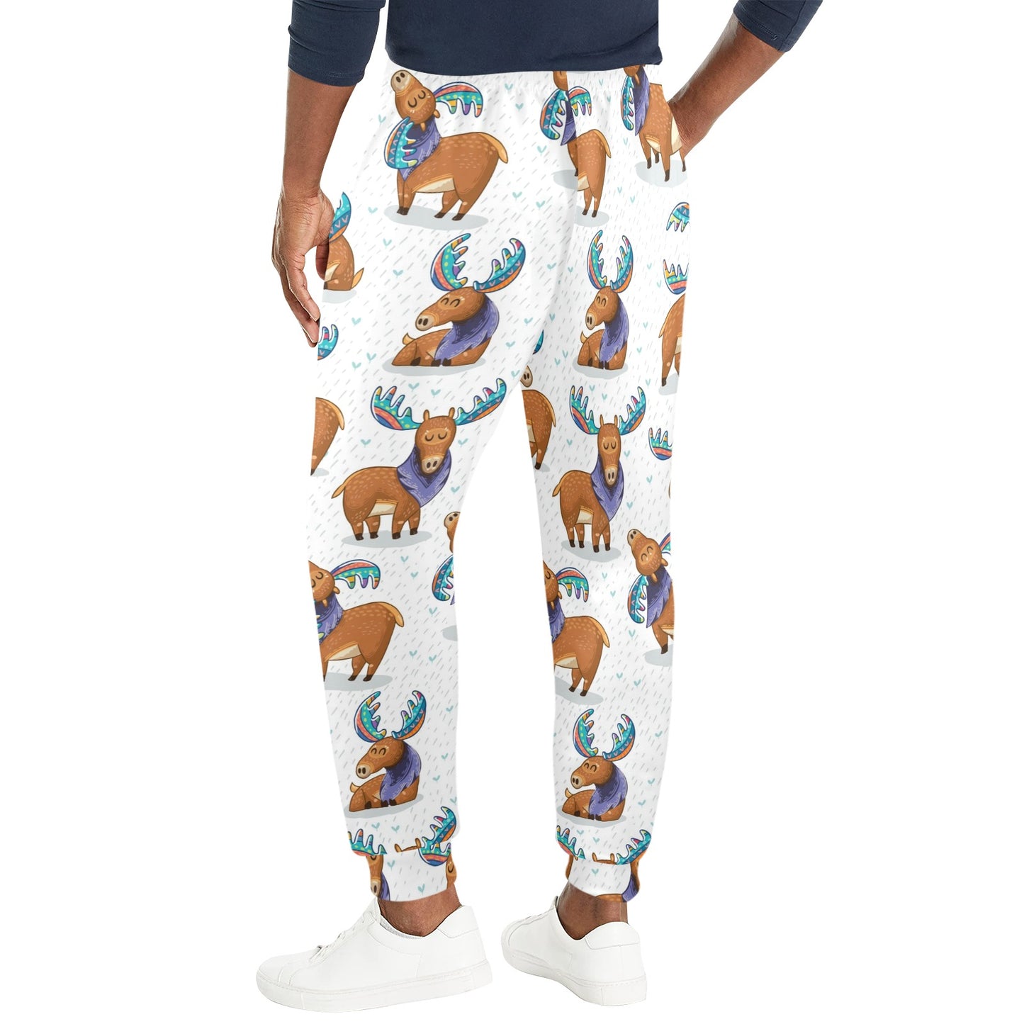 Moose Cute Pattern Print Design 01 Men's Casual Track Pants