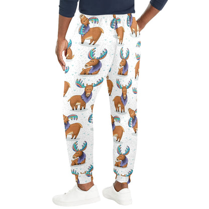 Moose Cute Pattern Print Design 01 Men's Casual Track Pants