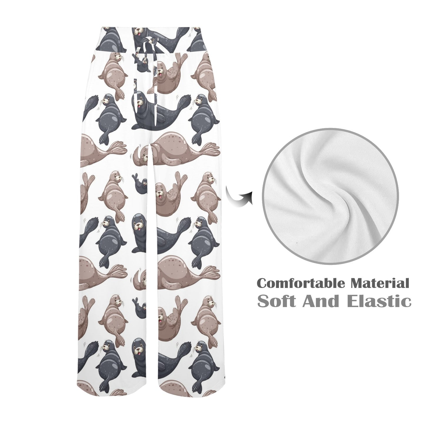 Sea Lion Pattern Print Design 02 Women's Wide Leg Lounge Pants