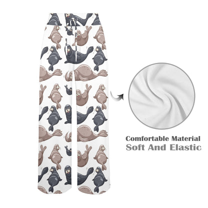Sea Lion Pattern Print Design 02 Women's Wide Leg Lounge Pants
