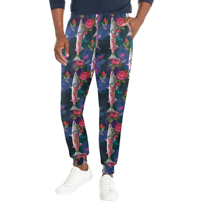 Barracuda with Folwer Pattern Print Design 01 Men's Casual Track Pants