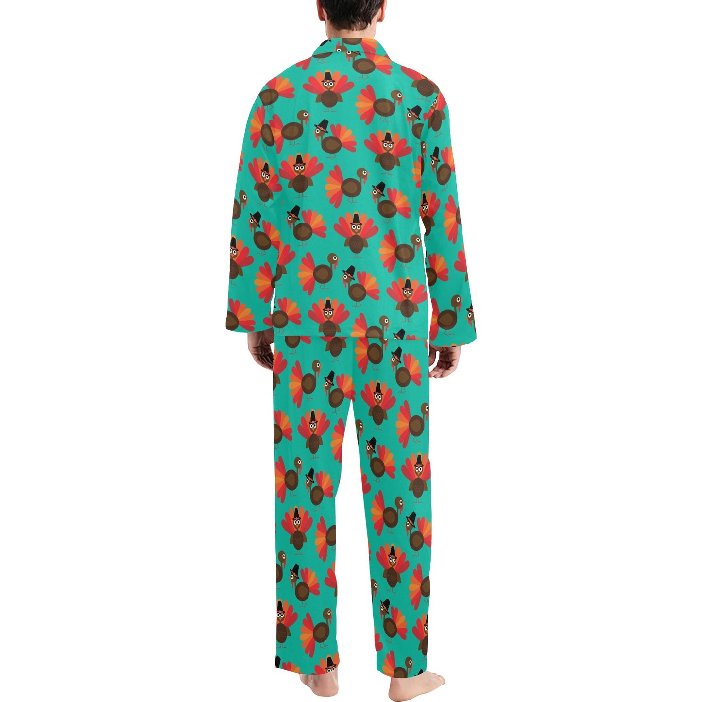 Turkey Print Design LKS402 Men's Long Pajama Set