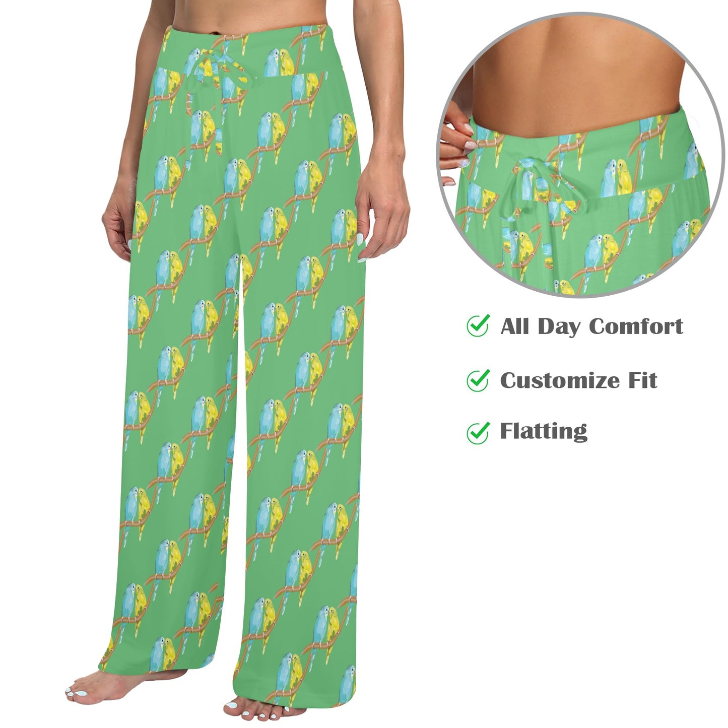 Budgerigar Pattern Print Design 01 Women's Wide Leg Lounge Pants