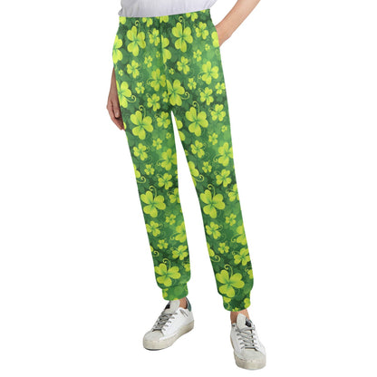 Shamrock Clover Print Women's Casual Track Pants