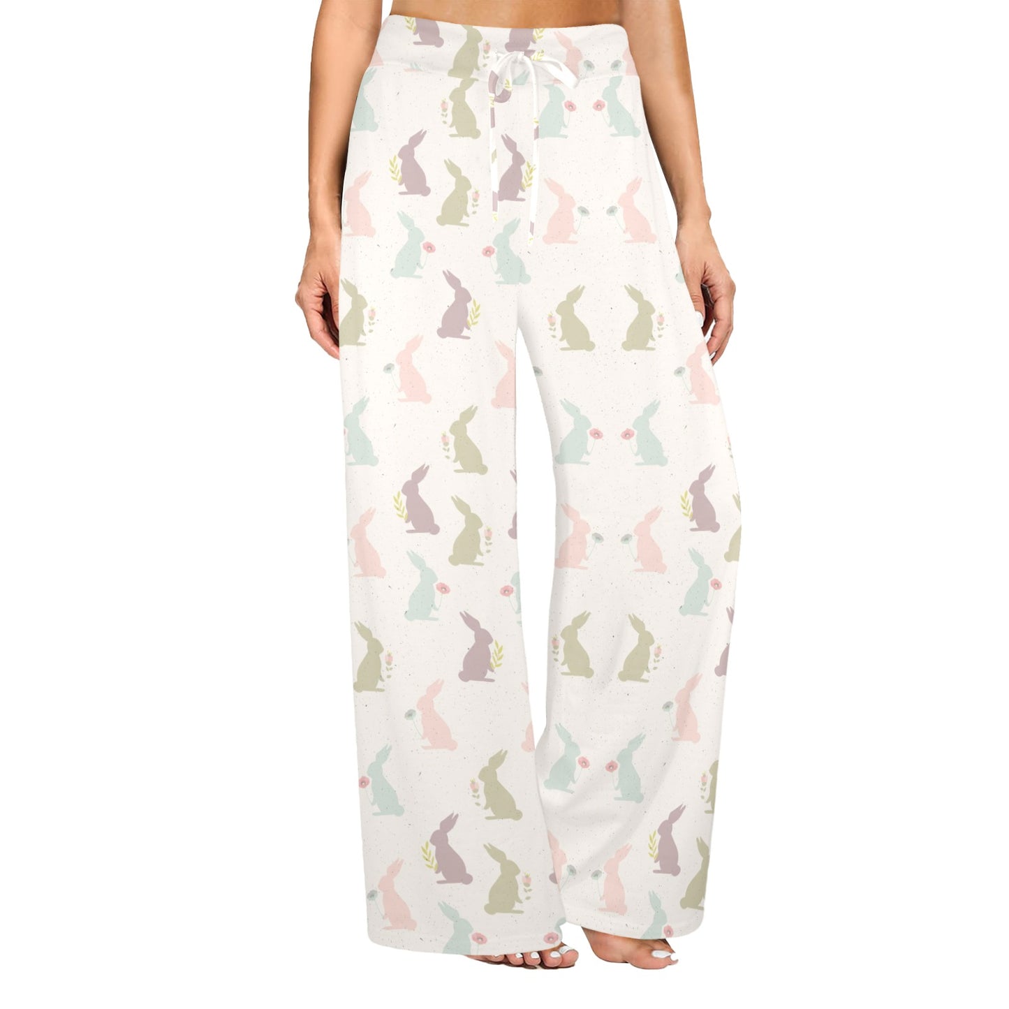 Bunny Pattern Print Design 05 Women's Wide Leg Lounge Pants