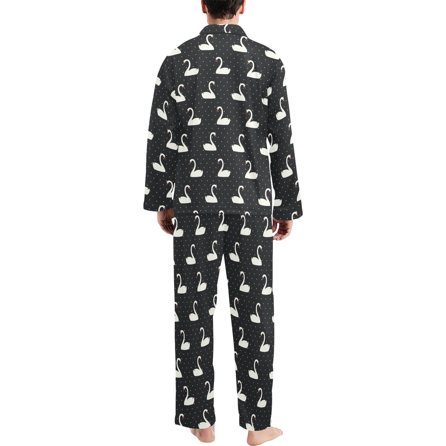 Swan Print Design LKS401 Men's Long Pajama Set