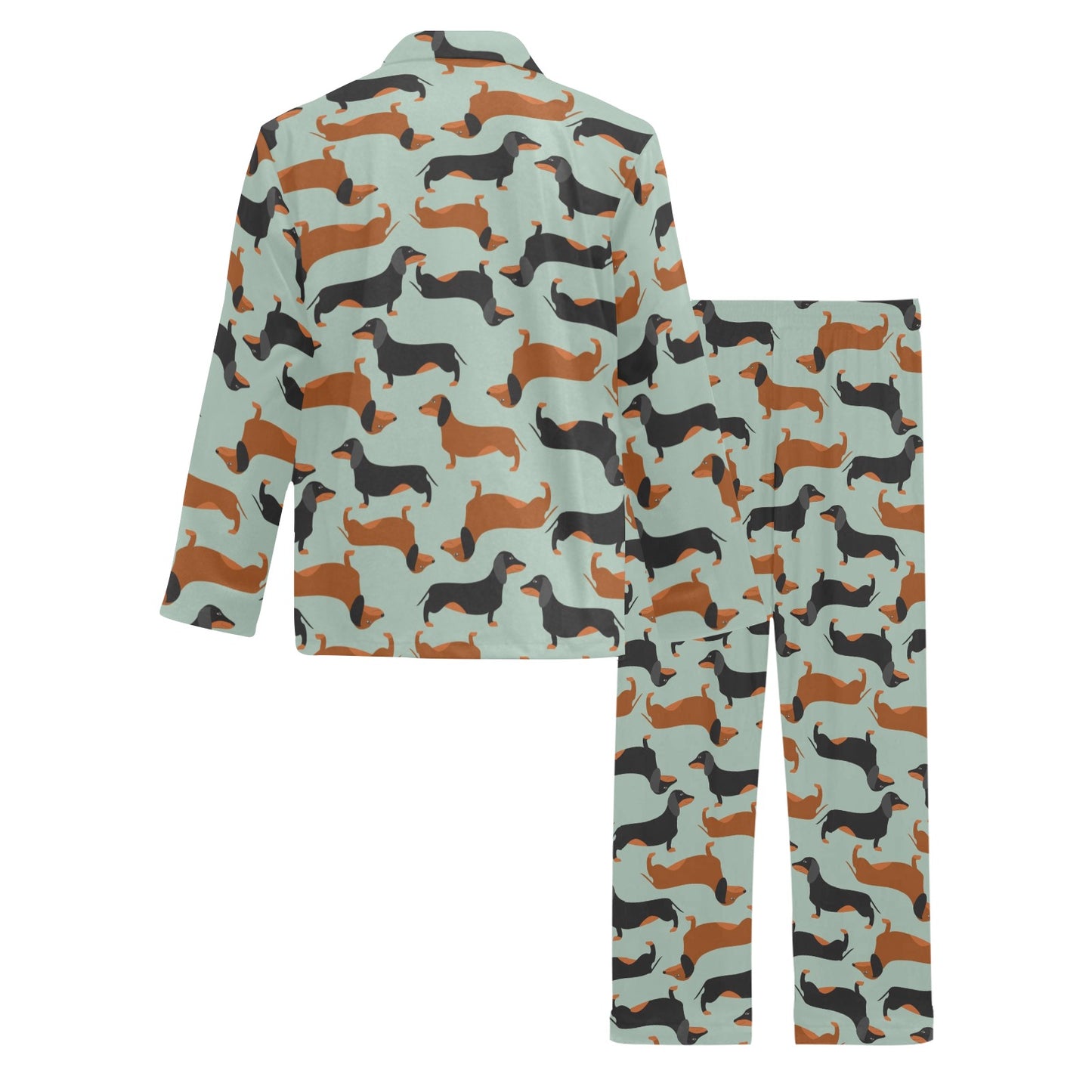 Dachshund Cute Print Pattern Men's Long Pajama Set