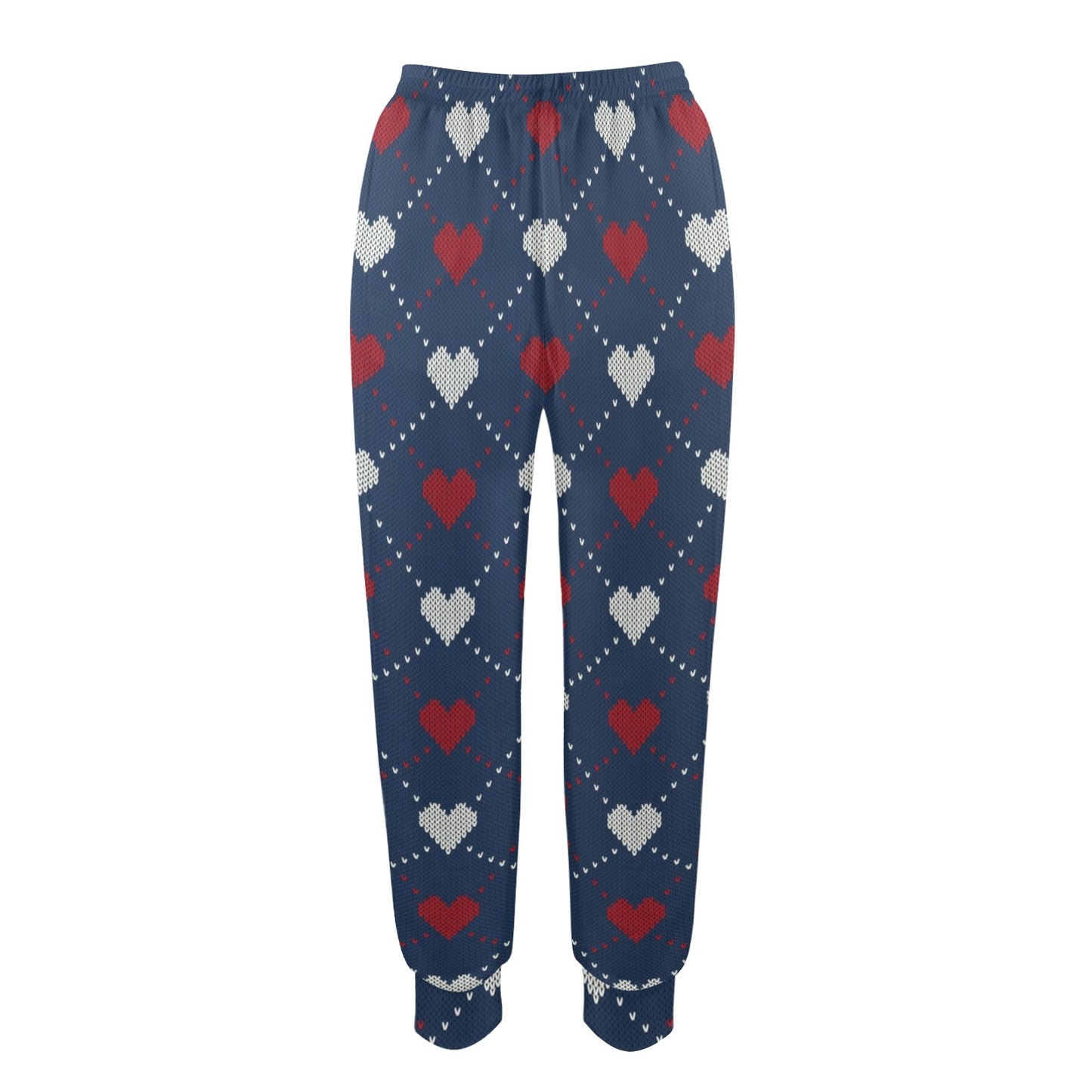 Heart Knit Pattern Print Design HE05 Women's Casual Track Pants