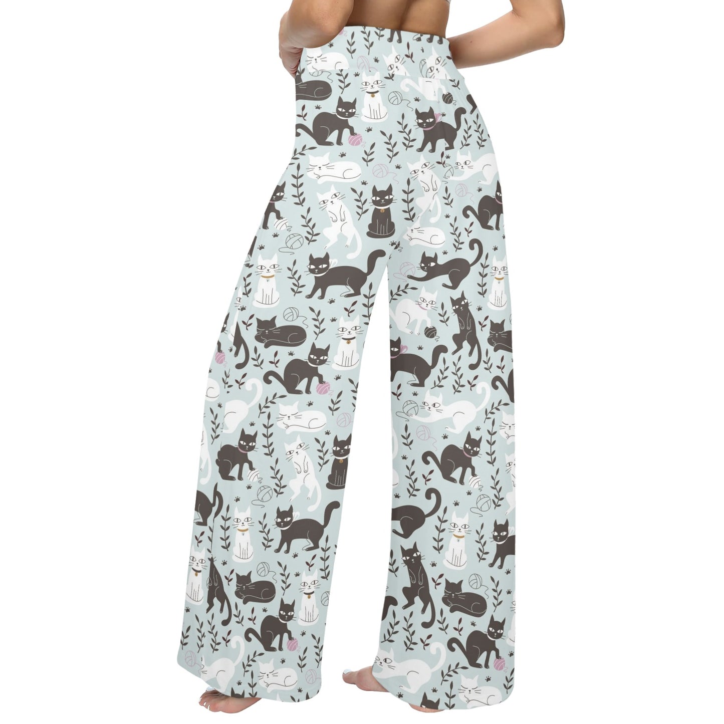 Cat Pattern Print Design 08 Women's Wide Leg Lounge Pants