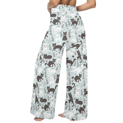 Cat Pattern Print Design 08 Women's Wide Leg Lounge Pants