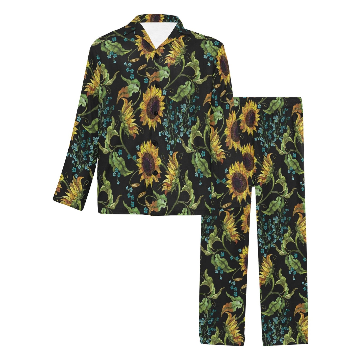 Sunflower Print Design LKS308 Men's Long Pajama Set