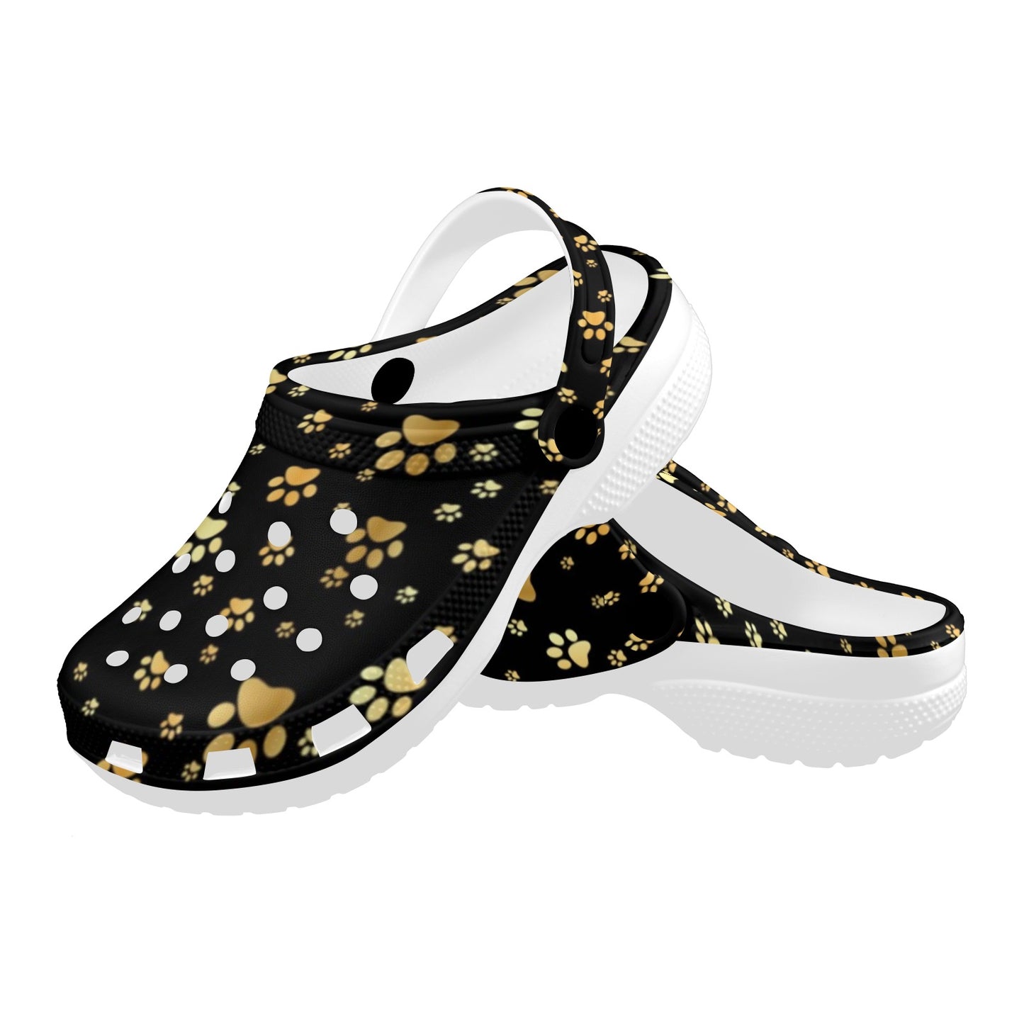 Paw Gold Print Unisex Clogs Shoes