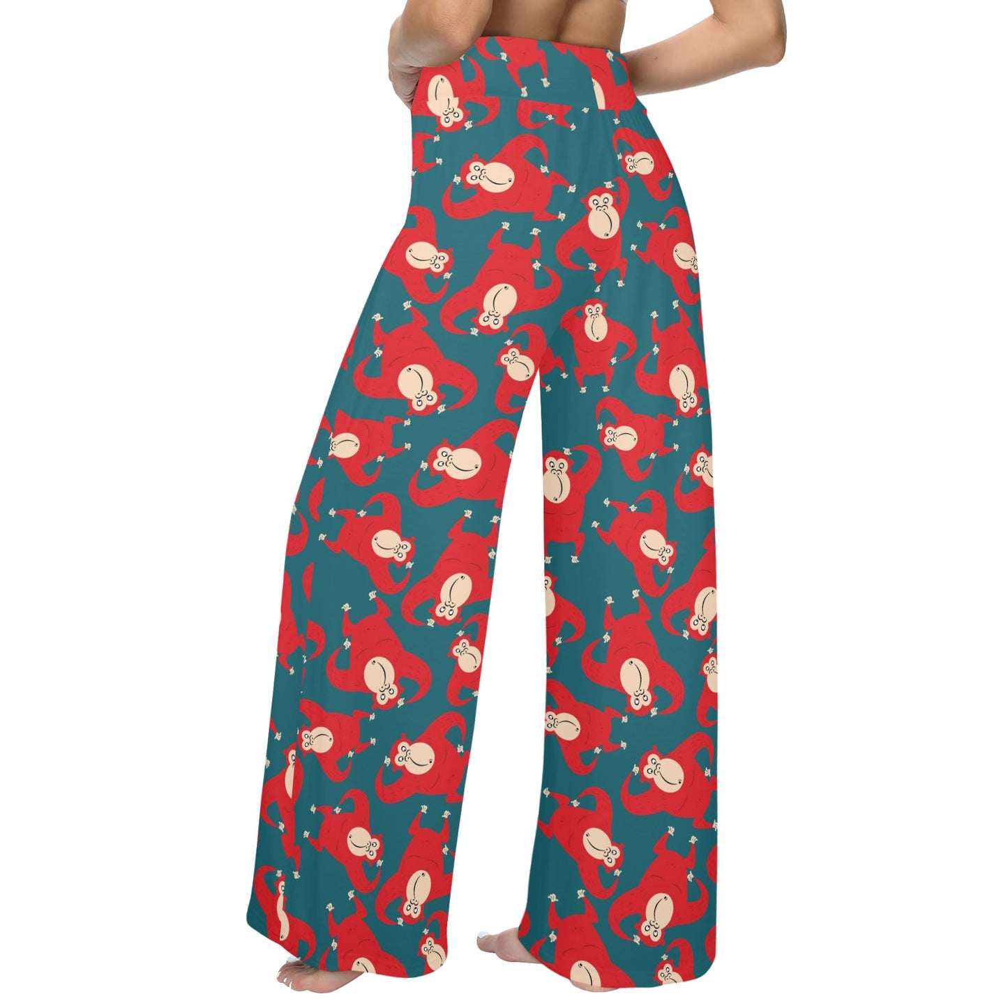 Chimpanzee Pattern Print Design 04 Women's Wide Leg Lounge Pants