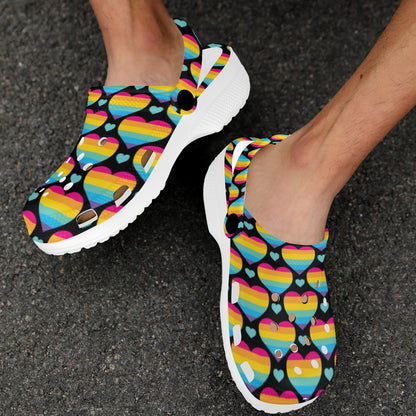 Rainbow Heart Print Pattern Unisex Clogs Shoes