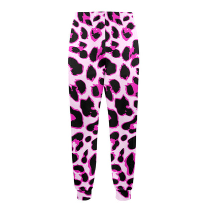 Pink Leopard Print Men's Casual Track Pants
