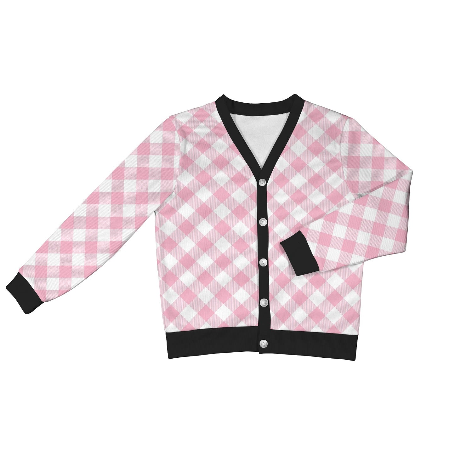 Gingham Pink Pattern Print Design 02 Women's Cardigan