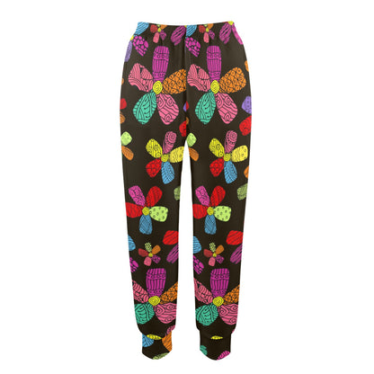 Flower Power Colorful Print Pattern Women's Casual Track Pants