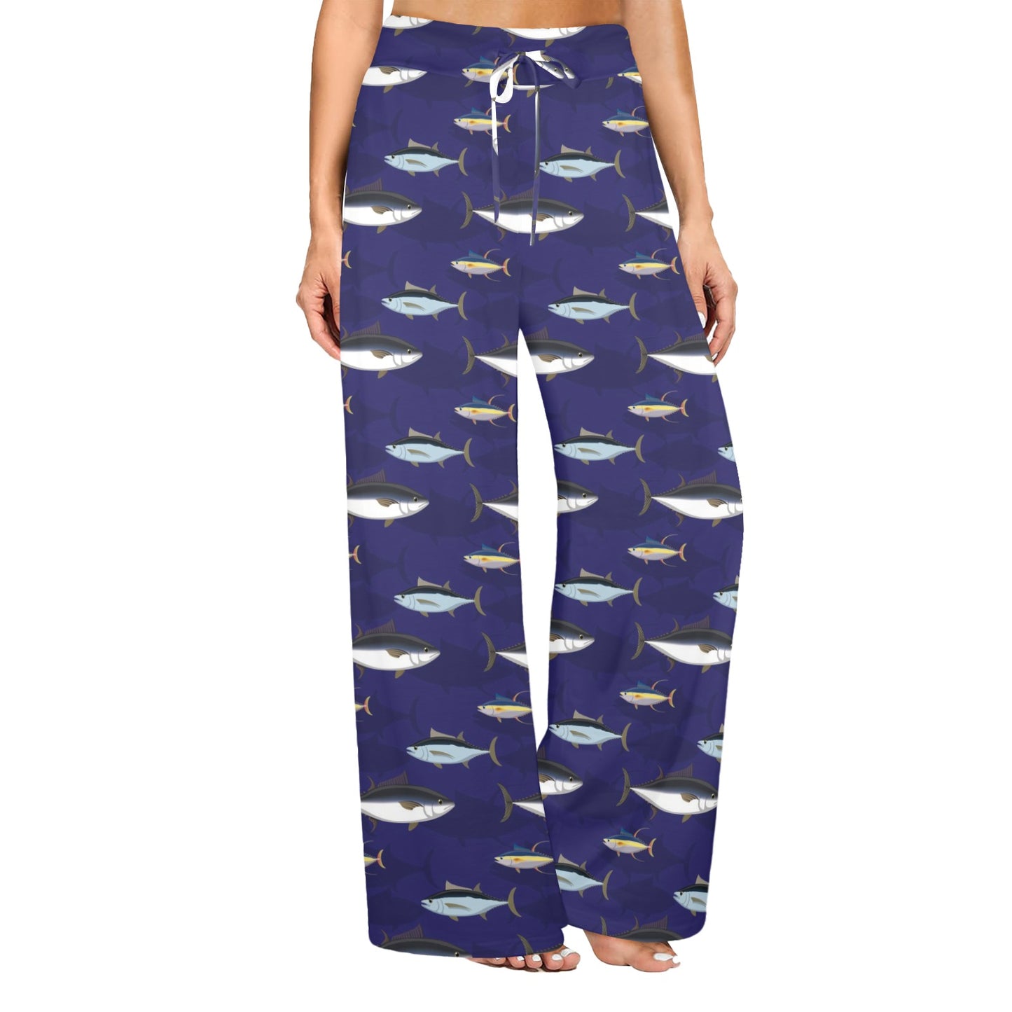 Tuna Fish Print Design LKS304 Women's Wide Leg Lounge Pants