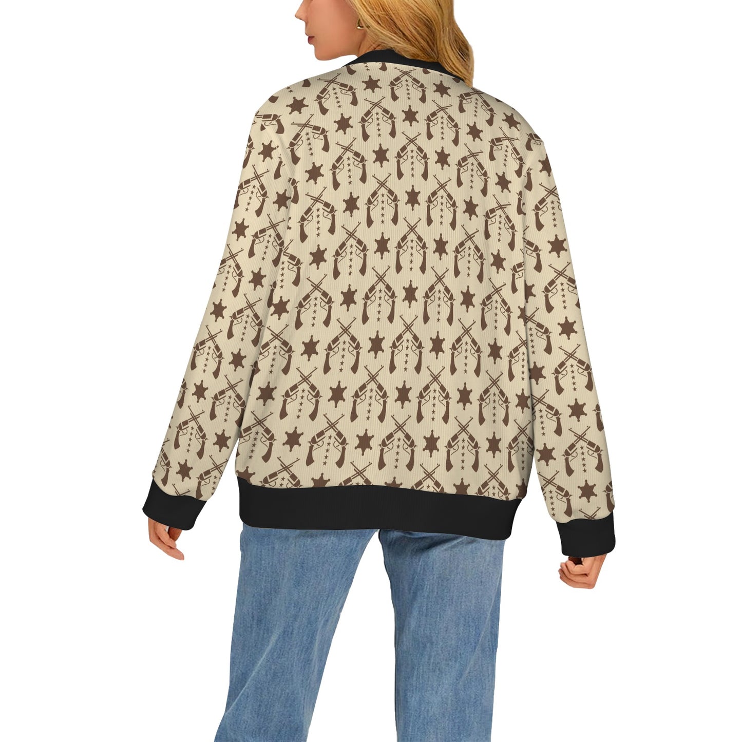 Western Cowboy Print Design LKS302 Women's Cardigan