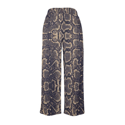 Snake Skin Pattern Print Women's Wide Leg Lounge Pants