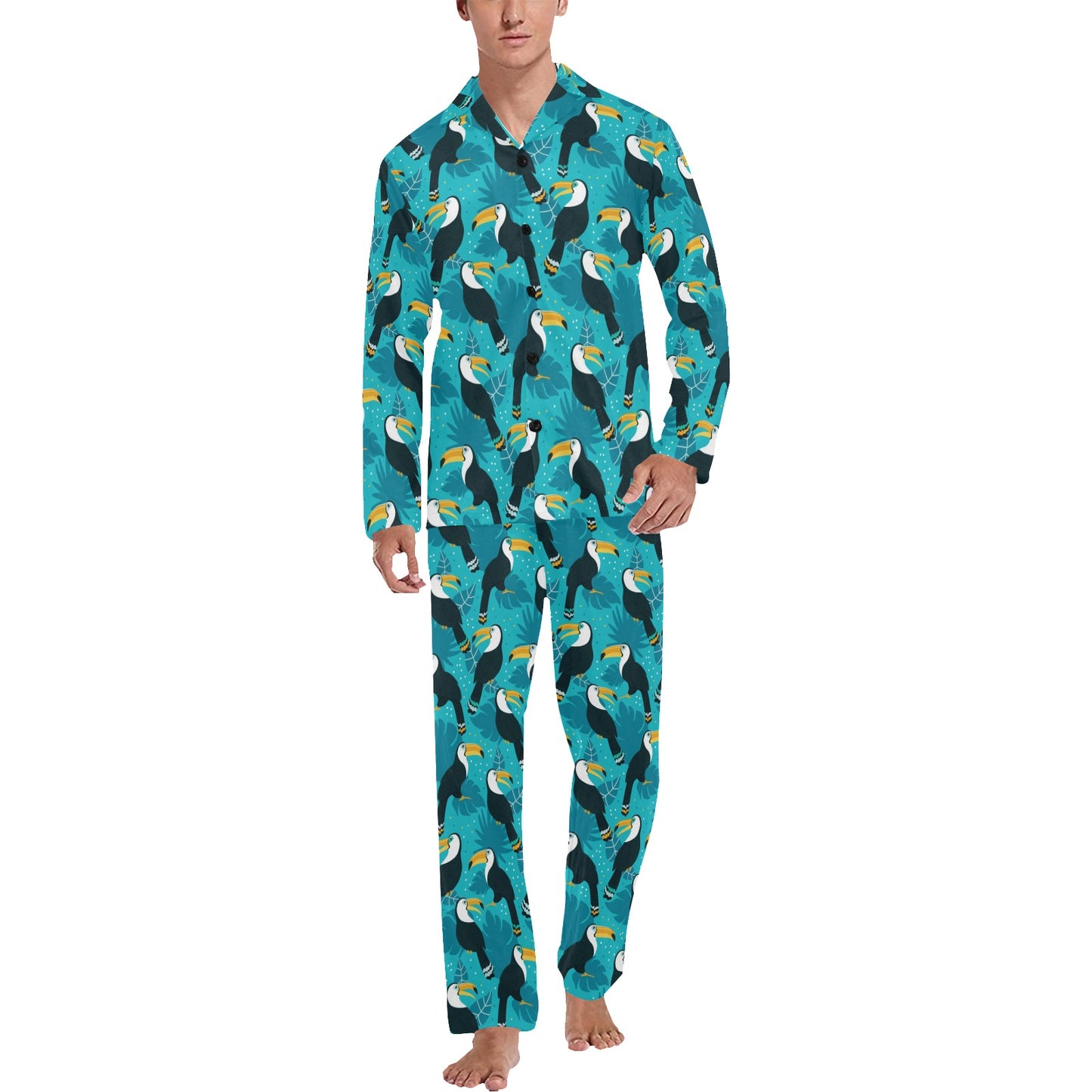 Toucan Parrot Pattern Print Men's Long Pajama Set