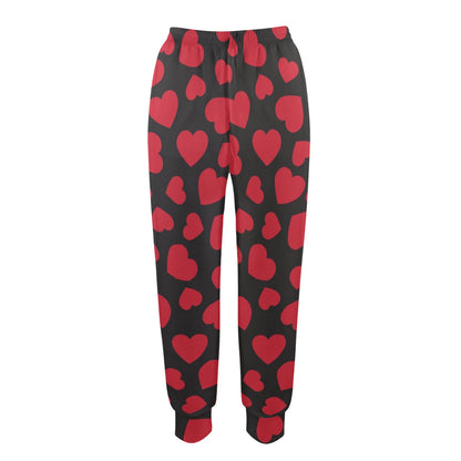 Heart Red Pattern Print Design HE01 Women's Casual Track Pants