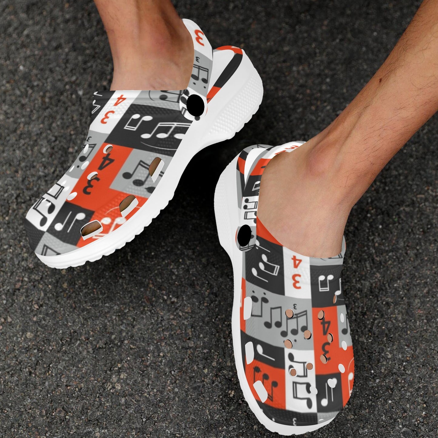 Music Note Design Themed Print Unisex Clogs Shoes